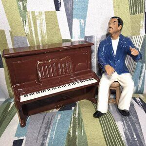 Jazz Band #3- African American Pianist And Piano Porcelain Figurines Signed Rare